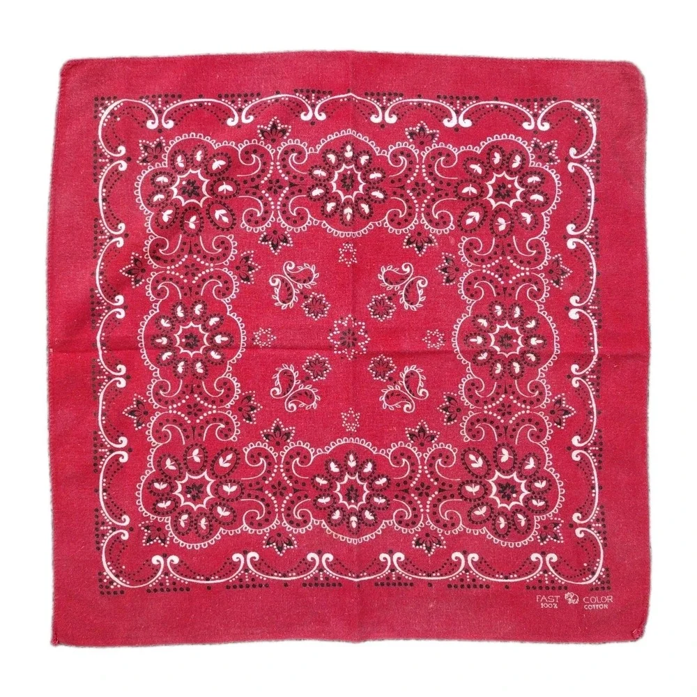 Vtg 50s 60s Elephant Trunk Up Bandana Indigo Red Selvedge Cotton Workwear #1841
